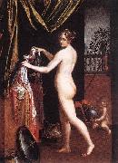 Lavinia Fontana Minerva dressing oil painting artist